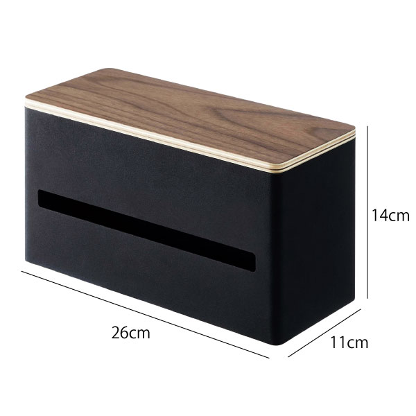 山崎実業 蓋付きティッシュケース L 長方形 ブラウン RIN 3つセット