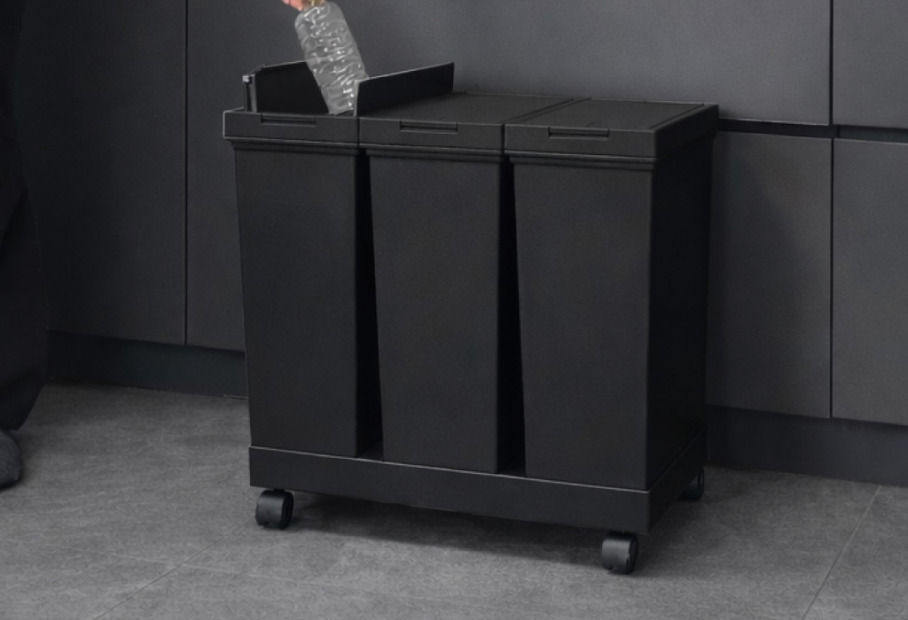 ASVEL 両開き3分別ダストワゴン キャスター付き