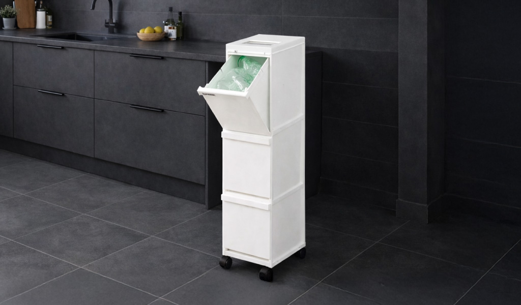 新輝合成 縦型 分別ゴミ箱 キャスター付き 3段