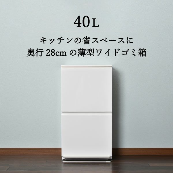 分別ダストボックス ペダル2段ワイド 40L | インテリア雑貨・ゴミ箱