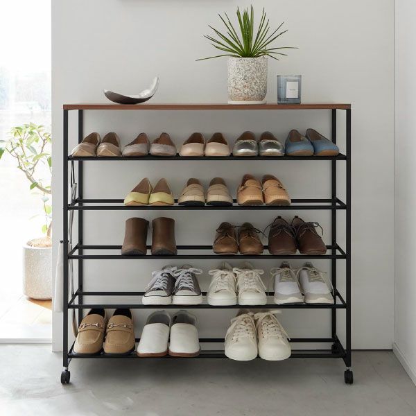 山崎実業 天板付きシューズラック tower