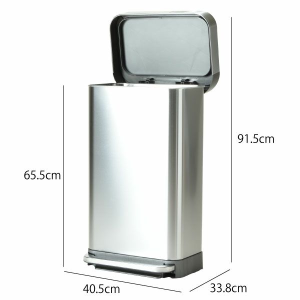 simplehuman シンプルヒューマン レクタンギュラーステップダストボックス ライナーポケット付 45L シルバー | インテリア雑貨・ゴミ箱