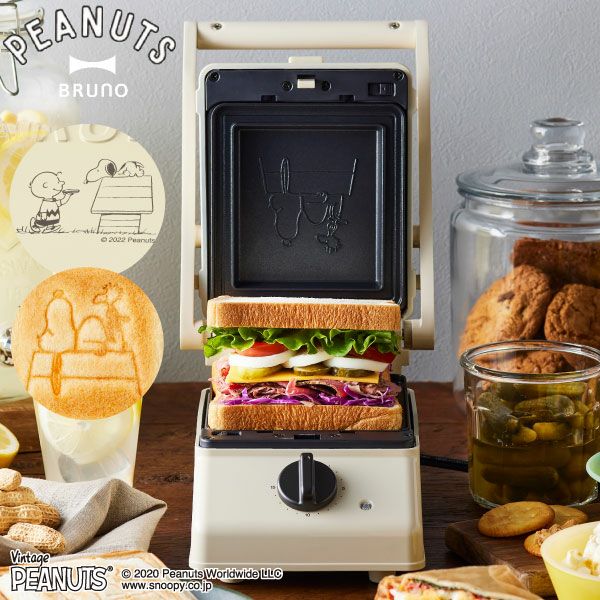 【未開封、未使用品】Peanutsグリルサンドメーカーシングル BRUNO ［ PEANUTS グリルサンドメーカー シングル用 ホット