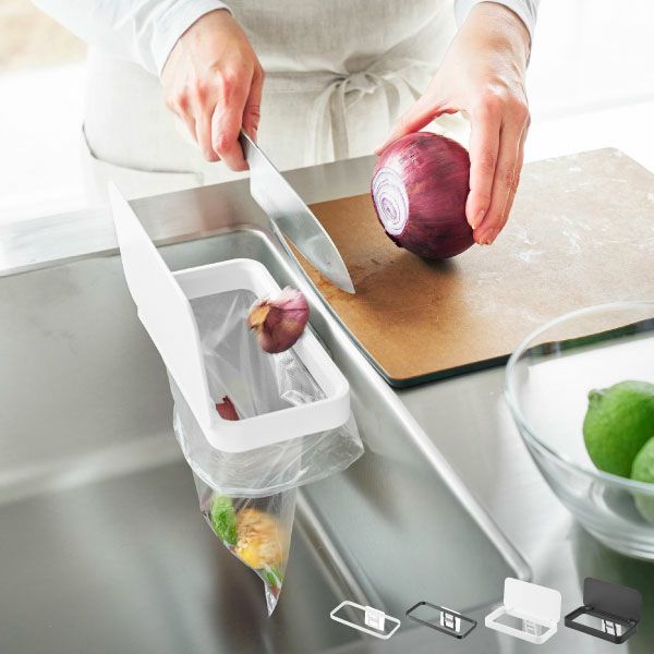 山崎実業 フィルムフックポリ袋ホルダー 蓋無し/蓋付き タワー tower | キッチン雑貨・タワーシリーズ