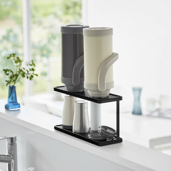 山崎実業 トレー付きジャグボトル＆グラススタンド タワー 2段 tower | キッチン雑貨・タワーシリーズ