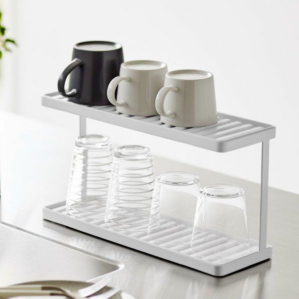 山崎実業 トレー付きジャグボトル＆グラススタンド タワー 2段 tower | キッチン雑貨・タワーシリーズ