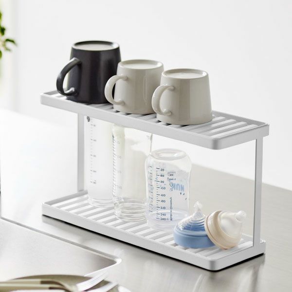 山崎実業 トレー付きジャグボトル＆グラススタンド タワー 2段 tower | キッチン雑貨・タワーシリーズ