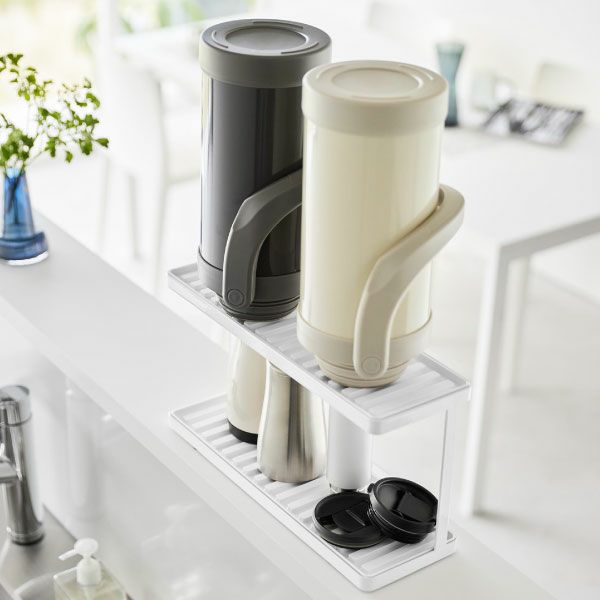 山崎実業 トレー付きジャグボトル＆グラススタンド タワー 2段 tower | キッチン雑貨・タワーシリーズ