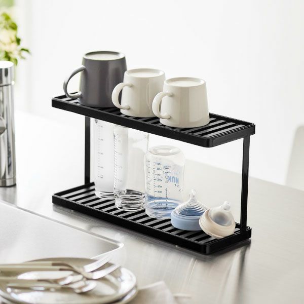 山崎実業 トレー付きジャグボトル＆グラススタンド タワー 2段 tower | キッチン雑貨・タワーシリーズ