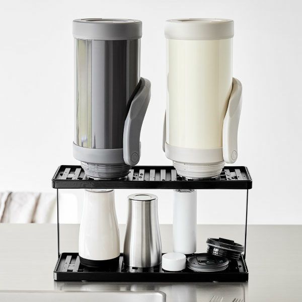 山崎実業 トレー付きジャグボトル＆グラススタンド タワー 2段 tower | キッチン雑貨・タワーシリーズ