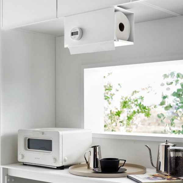 山崎実業 片手でカット戸棚下キッチンペーパーホルダー　タワー　カバー付き　L | キッチン雑貨・タワーシリーズ