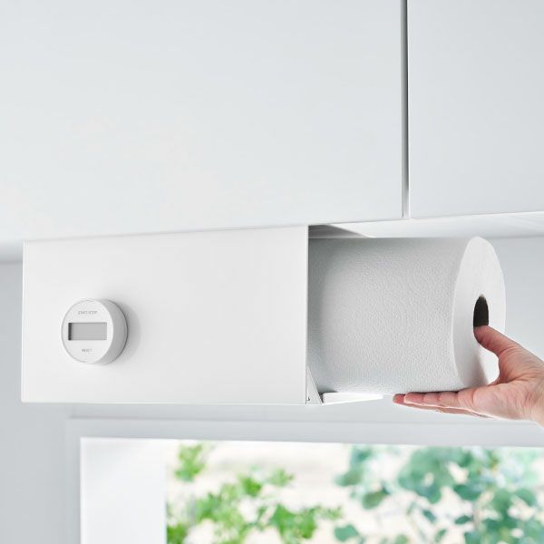 山崎実業 片手でカット戸棚下キッチンペーパーホルダー　タワー　カバー付き　L | キッチン雑貨・タワーシリーズ