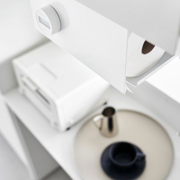 山崎実業 片手でカット戸棚下キッチンペーパーホルダー　タワー　カバー付き　L | キッチン雑貨・タワーシリーズ