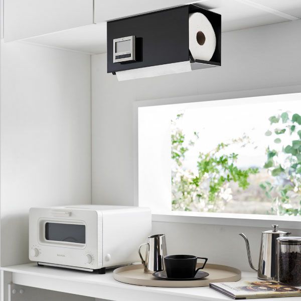 山崎実業 片手でカット戸棚下キッチンペーパーホルダー　タワー　カバー付き　L | キッチン雑貨・タワーシリーズ