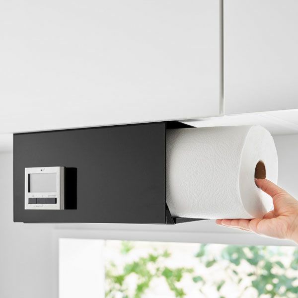 山崎実業 片手でカット戸棚下キッチンペーパーホルダー　タワー　カバー付き　L | キッチン雑貨・タワーシリーズ