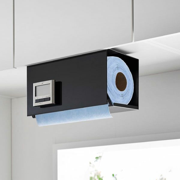 山崎実業 片手でカット戸棚下キッチンペーパーホルダー　タワー　カバー付き　L | キッチン雑貨・タワーシリーズ