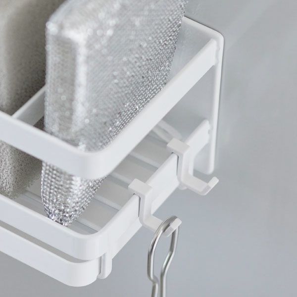 山崎実業 マグネットスポンジ&ディスペンサーラック トレー付き タワー tower | キッチン雑貨・タワーシリーズ