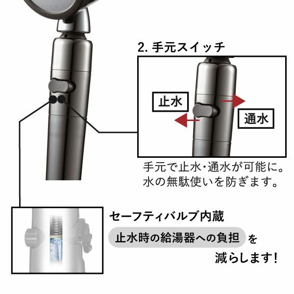 節水シャワー サロンスタイル3Dプレミアム ホースセット Arromic | バスグッズ・シャワーヘッド