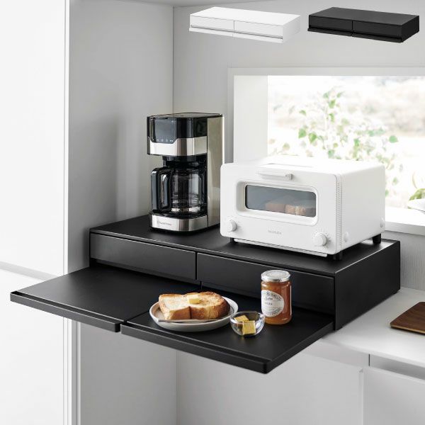 山崎実業 ツーウェイキッチン家電下引き出し＆スライドテーブル タワー W80 tower | キッチン雑貨・タワーシリーズ