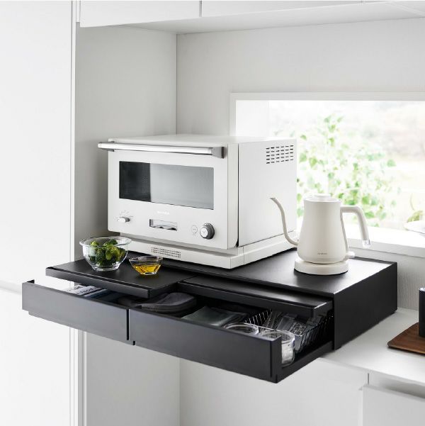 山崎実業 ツーウェイキッチン家電下引き出し＆スライドテーブル タワー W80 tower | キッチン雑貨・タワーシリーズ