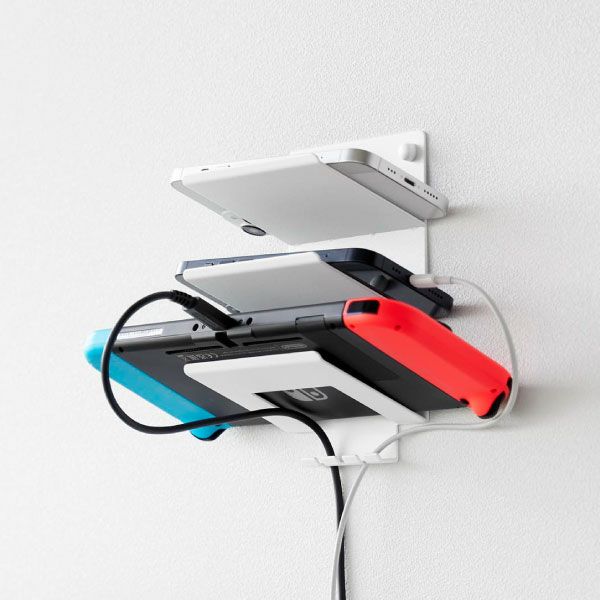 山崎実業 ウォールモバイル充電＆収納ラック タワー 3段 石こうボード壁対応 tower | インテリア雑貨・タワーシリーズ