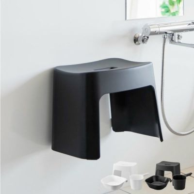 山崎実業 洗いやすいマグネット風呂イス タワー SH26＋マグネット＆引っ掛け湯おけL＋マグネット手おけ tower | バスグッズ・タワーシリーズ