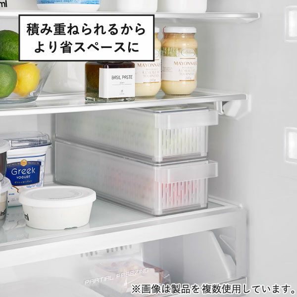 山崎実業 冷蔵庫中ザルボウル タワー 蓋＆仕切り付き tower | キッチン雑貨・タワーシリーズ