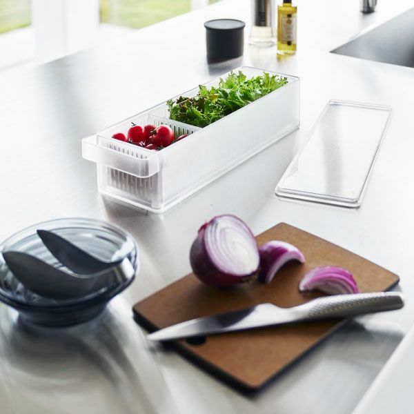 山崎実業 冷蔵庫中ザルボウル タワー 蓋＆仕切り付き tower | キッチン雑貨・タワーシリーズ