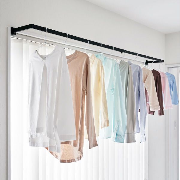 山崎実業 鴨居伸縮室内物干しハンガー タワー 奥行ワイド tower | バスグッズ・タワーシリーズ