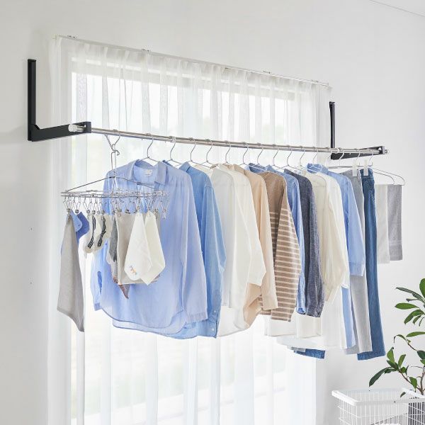 崎実業 ウォール折り畳み物干し竿ホルダー　タワー　2個組　石こうボード対応　ホワイト