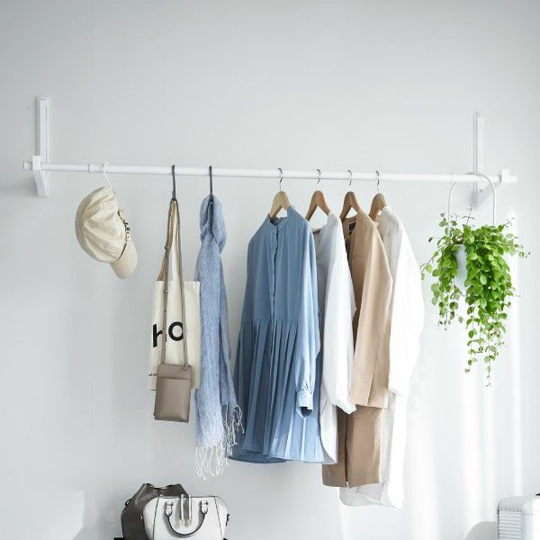 崎実業 ウォール折り畳み物干し竿ホルダー　タワー　2個組　石こうボード対応　ホワイト