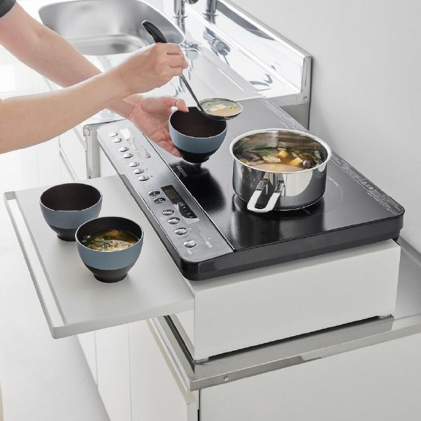 山崎実業 IHクッキングヒーターラック タワー 引き出し&スライドテーブル tower | キッチン雑貨・タワーシリーズ