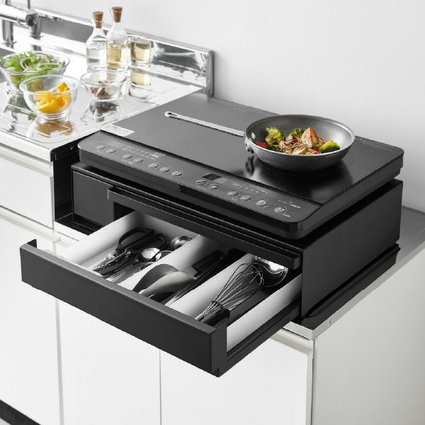 山崎実業 IHクッキングヒーターラック タワー 引き出し&スライドテーブル tower | キッチン雑貨・タワーシリーズ