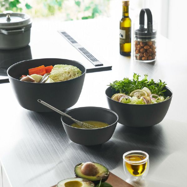 山崎実業 傾けて混ぜやすい調理ボウルセット タワー 電子レンジ対応 tower  | キッチン雑貨・タワーシリーズ