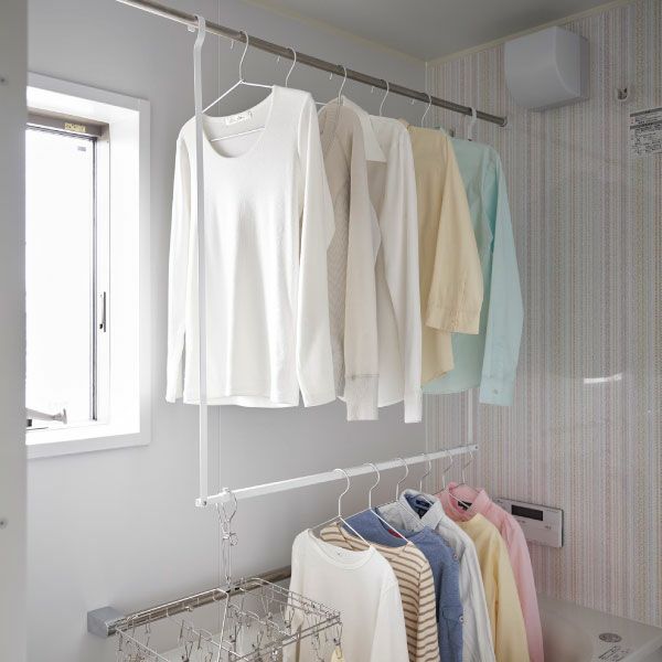 山崎実業 折り畳み伸縮物干し2段ハンガー タワー tower | バスグッズ・タワーシリーズ