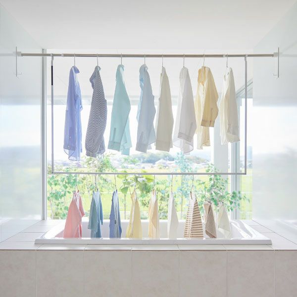 山崎実業 折り畳み伸縮物干し2段ハンガー タワー tower | バスグッズ・タワーシリーズ