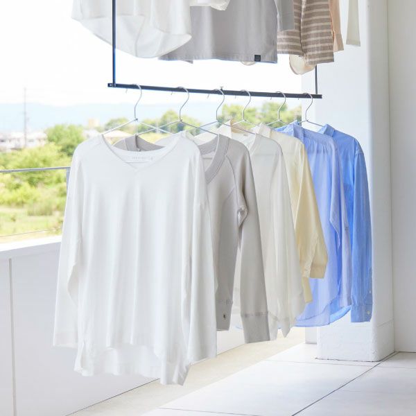 山崎実業 折り畳み伸縮物干し2段ハンガー タワー tower | バスグッズ・タワーシリーズ