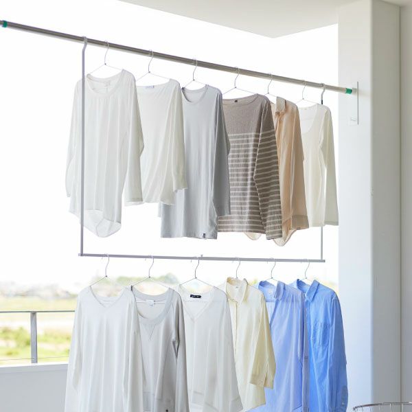 山崎実業 折り畳み伸縮物干し2段ハンガー タワー tower | バスグッズ・タワーシリーズ