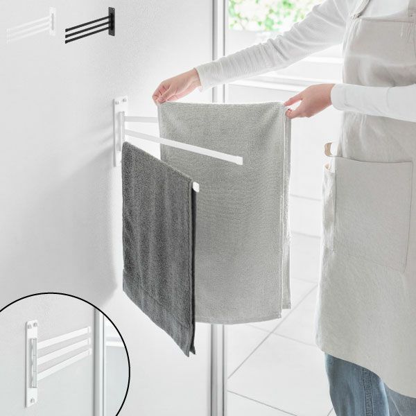 山崎実業 ウォールタオルハンガー タワー 3連 石こうボード壁対応 tower | バスグッズ・タワーシリーズ