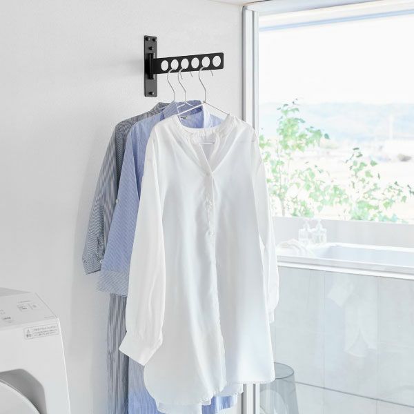 山崎実業 ウォール衣類ハンガー 石こうボード壁対応 tower | 室内物干し・タワーシリーズ