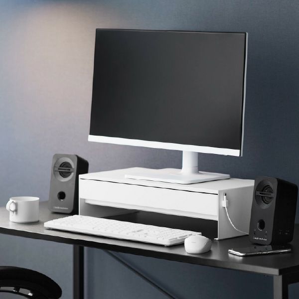 山崎実業 ゲームコントローラーも入る引き出し付きモニター台 タワー tower | インテリア雑貨・タワーシリーズ