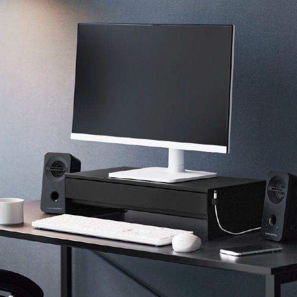 山崎実業 ゲームコントローラーも入る引き出し付きモニター台 タワー tower | インテリア雑貨・タワーシリーズ