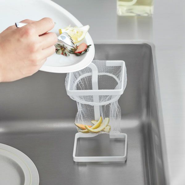 山崎実業 コーナーに置ける水切りネットホルダー タワー スクエア tower | キッチン雑貨・タワーシリーズ