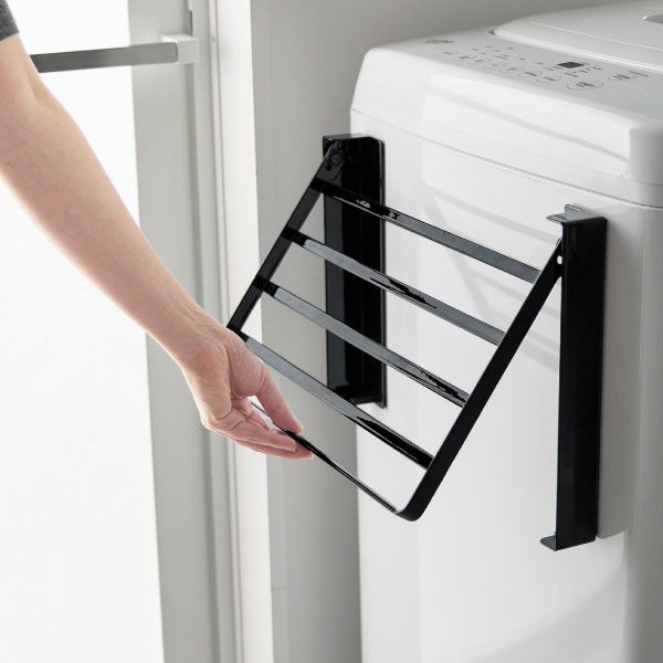 山崎実業 使いやすい高さに開くマグネット洗濯機横折り畳み棚 タワー tower | バスグッズ・タワーシリーズ