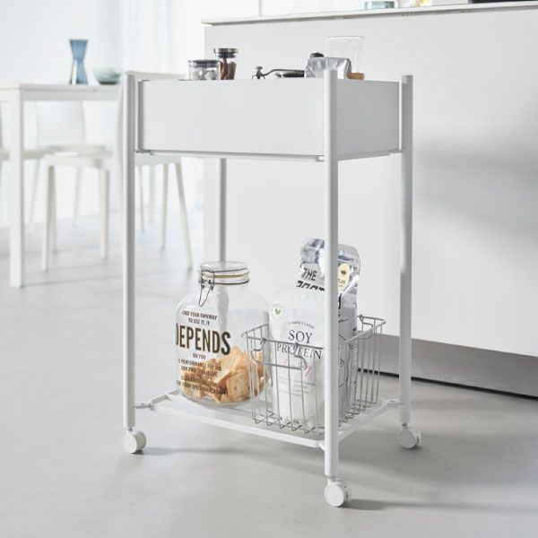 山崎実業 小物トレー付き収納ワゴン 2段 タワー tower | キッチン雑貨・タワーシリーズ