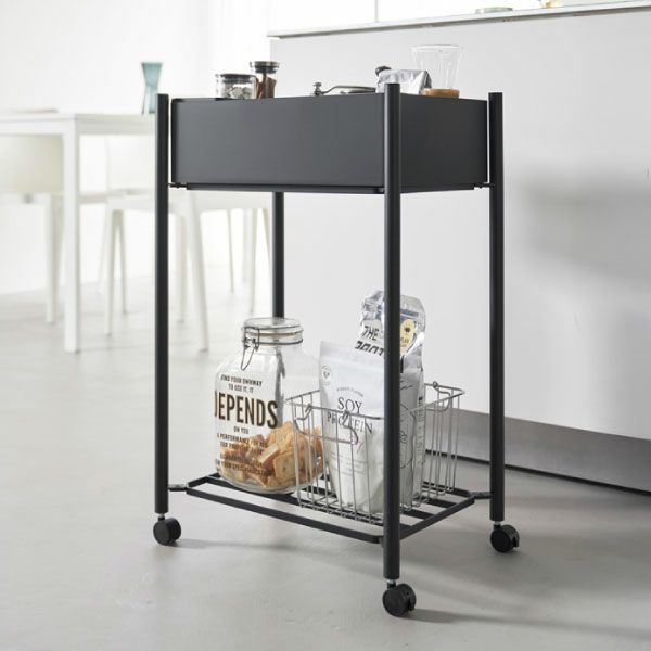 山崎実業 小物トレー付き収納ワゴン 2段 タワー tower | キッチン雑貨・タワーシリーズ