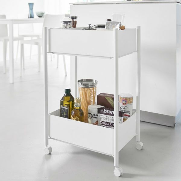 山崎実業 小物トレー付き収納ワゴン 2段 タワー tower | キッチン雑貨・タワーシリーズ