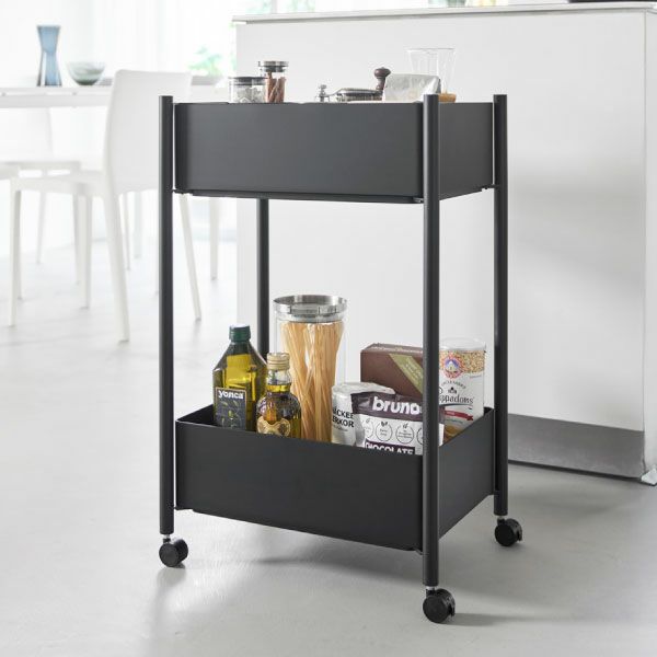 山崎実業 小物トレー付き収納ワゴン 2段 タワー tower | キッチン雑貨・タワーシリーズ