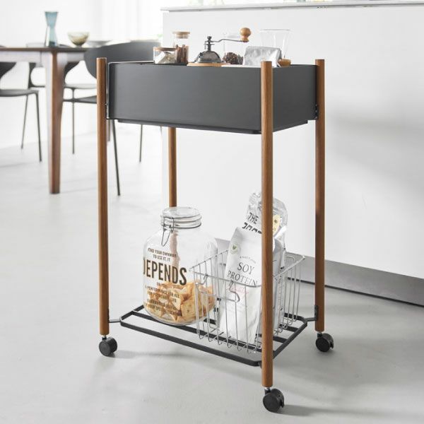 山崎実業 小物トレー付き収納ワゴン 2段リン RIN | キッチン雑貨・リンシリーズ