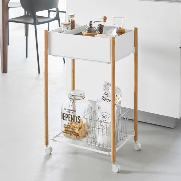 山崎実業 小物トレー付き収納ワゴン 2段リン RIN | キッチン雑貨・リンシリーズ